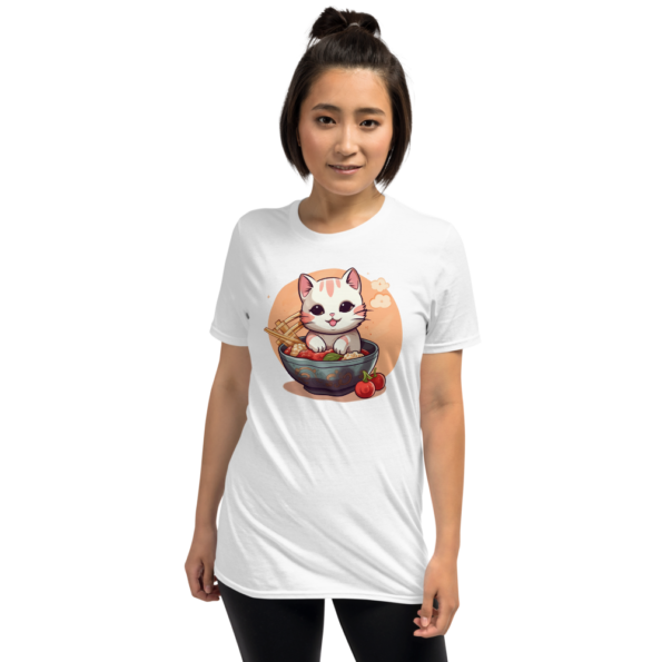 Ramen Cat White Graphic T-Shirt