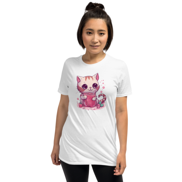 Cat Bubble Tea White Graphic T-Shirt