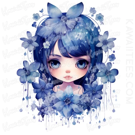 Blue Flower Girl Graphic Tee