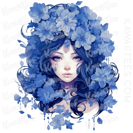 Blue Flower Woman Graphic Tee