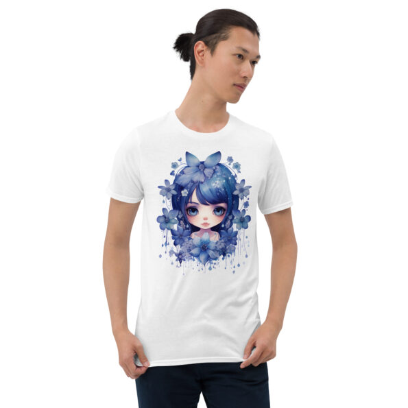 Blue Flower Girl Graphic Tshirt