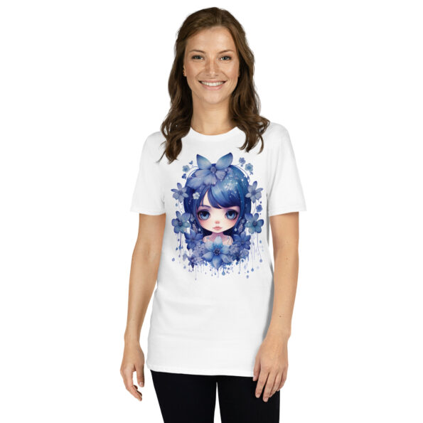 Blue Flower Girl Graphic T-shirt