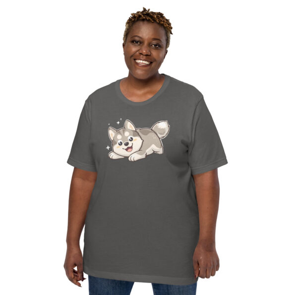 Playful Husky Puppy Plus Size Graphic Tee