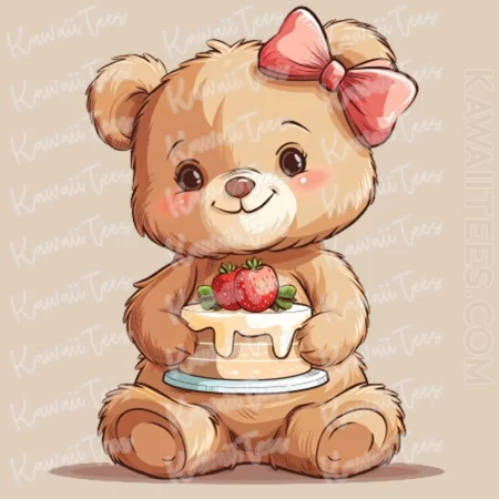 Strawberry Cake Bear Graphic Tee